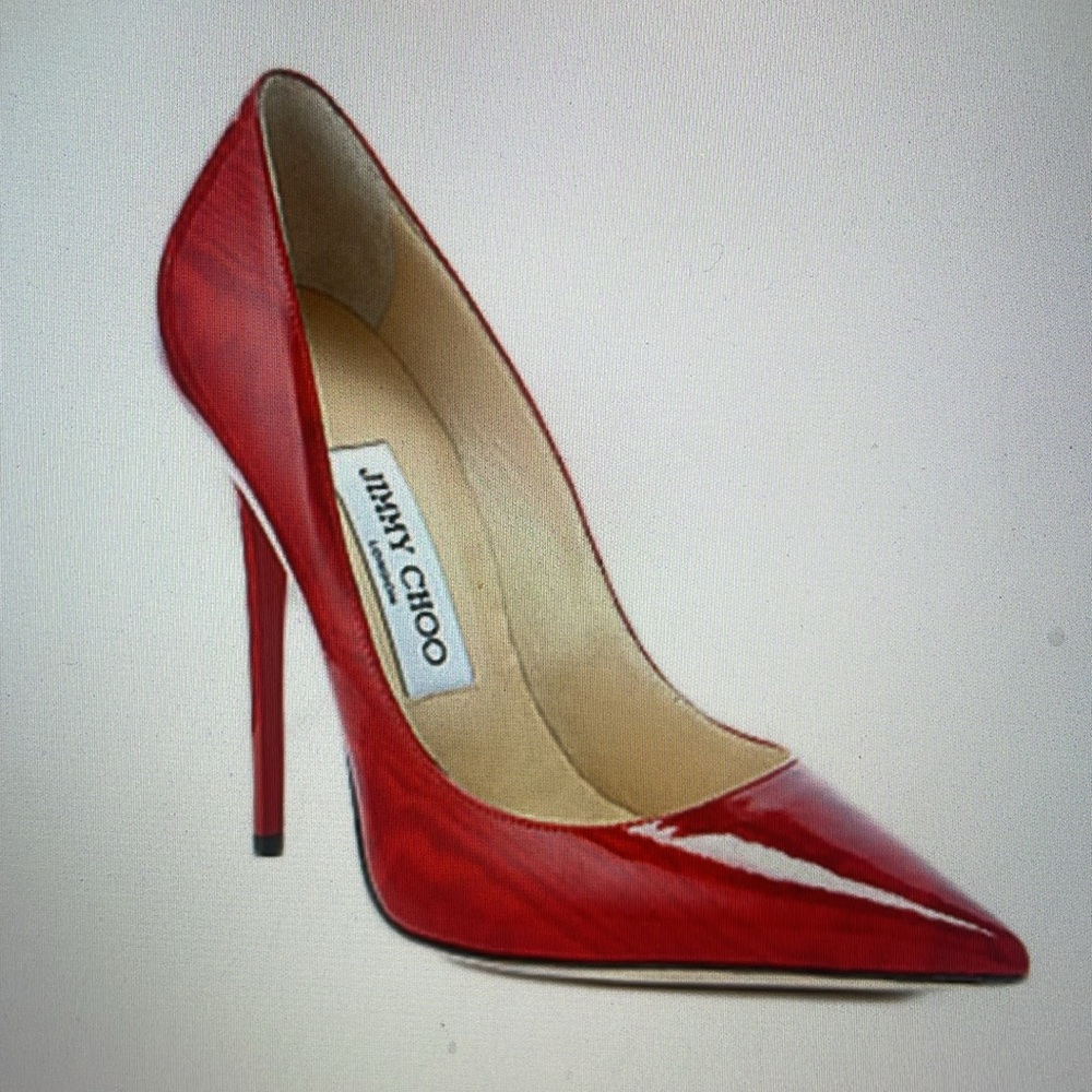 Jimmy Choo Red Patent Leather Pointed Toe Stiletto Pumps